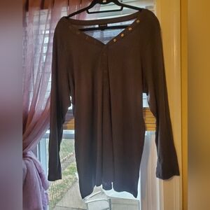 Torrid Dark Gray Buttoned Long Sleeve Top